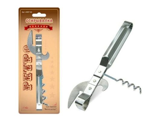 Кухонные принадлежности МультиДом AN57-42 Консерв.нож со штопором